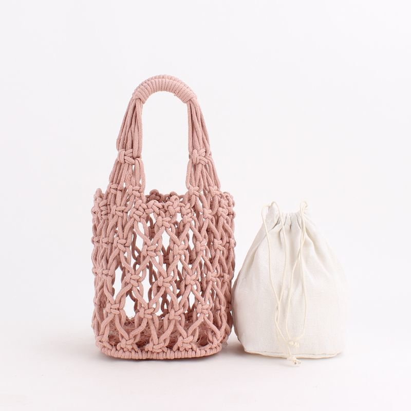画像7: Woman’s  fishing net bag woven bag ポータブルコットンロープメッシュフィッシングトートバッグ フレンチバッグ (7)