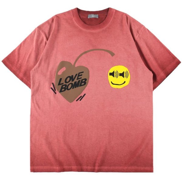 画像1: hip hop smiley T-shirt 　スマイルプリントラウンドネックTシャツユニセックス男女兼用 (1)