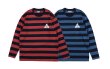 画像7: Big striped triangle bottoming shirt men and women long sleeve T-shirt   オーバーサイズボーダーTシャツユニセックス男女兼用 (7)