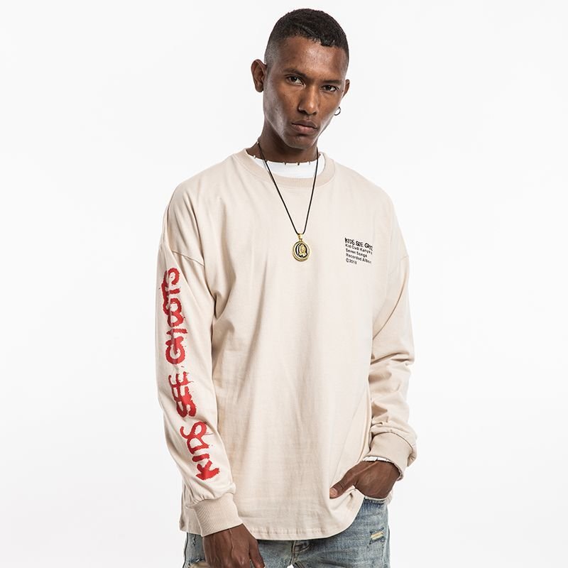 画像3: Ink painting ins long-sleeved t-shirt men and women  オーバーサイズインクペイント長袖TシャツラウンドネックTシャツユニセックス男女兼用 (3)