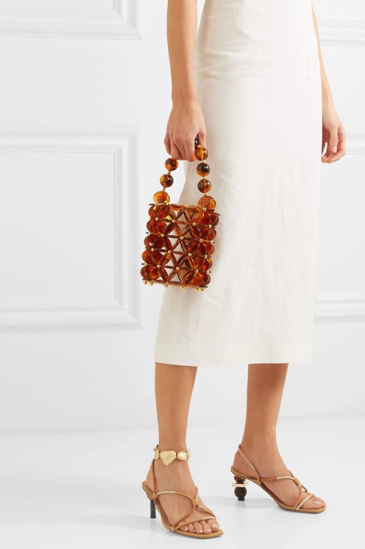 画像2: Woman’s UGALS Pineapple Pearl Bag hand bag  パイナップルパールビーズシリンダーアクリルバッグトートフレンチバッグ (2)