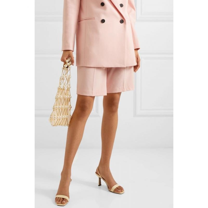 画像7: Woman’s handmade hollow beaded woven pearl  fishnet  vegetable basket handbag パール付きハンドメイドネットバッグトートフレンチバッグ (7)