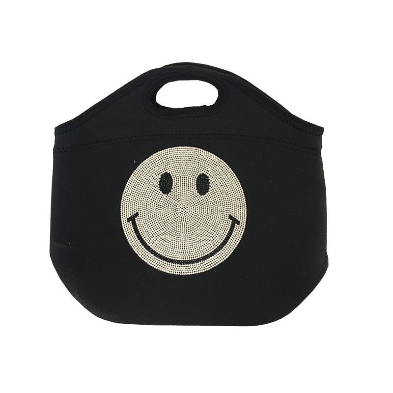 画像6: Woman’s smiley rhinestone bag dumpling bag　スマイルラインストーン付きウエットスーツ素材トート　ショルダーバッグ (6)