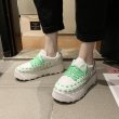 画像6:  women's Platform Chunky sole lace-up sneakers   レザー厚底 チャンキーソールレースアップスニーカー ローファー スニーカー (6)