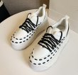 画像3:  women's Platform Chunky sole lace-up sneakers   レザー厚底 チャンキーソールレースアップスニーカー ローファー スニーカー (3)