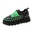 画像1:  women's Platform Chunky sole lace-up sneakers   レザー厚底 チャンキーソールレースアップスニーカー ローファー スニーカー (1)