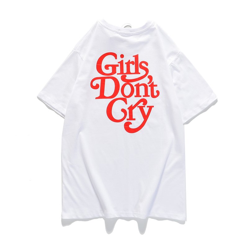 Girls Don't Cry ビッグプリント 初期タグ 両面プリント ホワイト round neck girls don't cry printing short-sleeved T-shirt