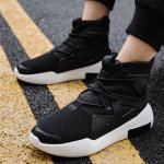 画像5:   men's high-top  Oatmeal color sneakers  　レースアップハイトップオートミルカラー スニーカー  (5)