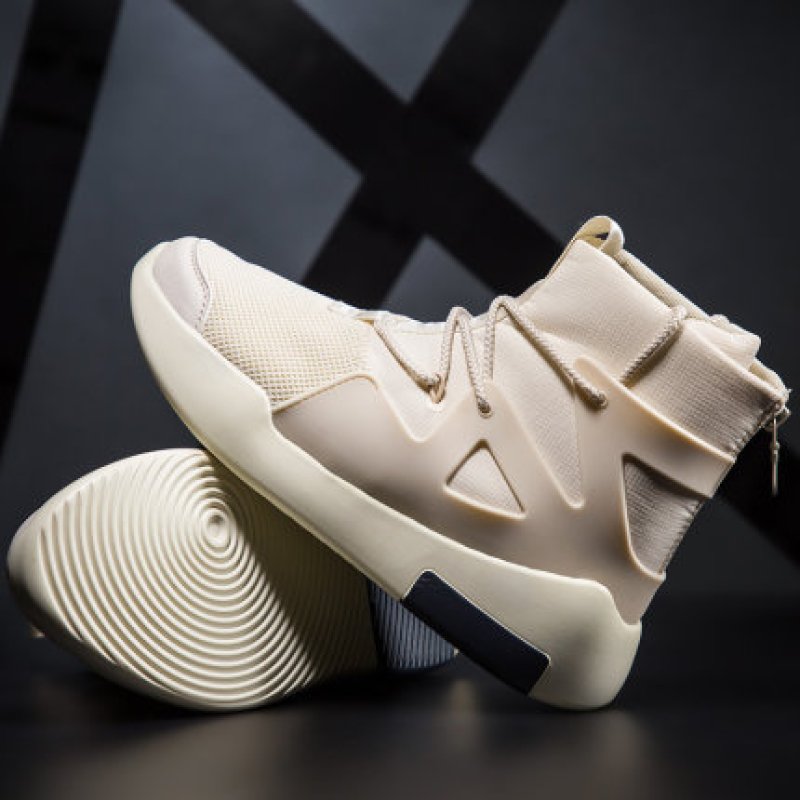 画像4:   men's high-top  Oatmeal color sneakers   レースアップハイトップオートミルカラー スニーカー  (4)