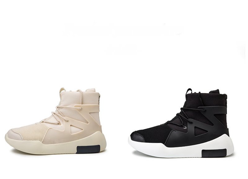 画像3:   men's high-top  Oatmeal color sneakers   レースアップハイトップオートミルカラー スニーカー  (3)