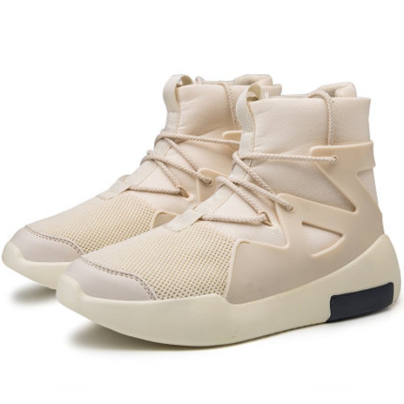 画像1:   men's high-top  Oatmeal color sneakers  　レースアップハイトップオートミルカラー スニーカー  (1)
