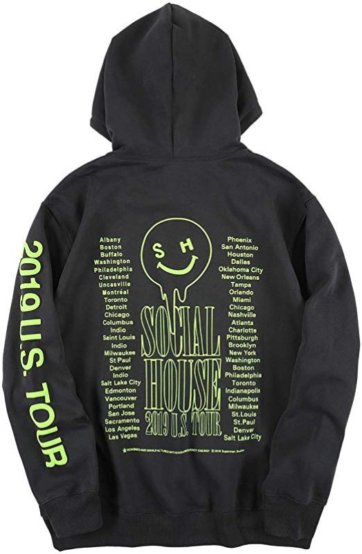 画像2: Social House Tour Concert Hoodie Pullover Hoody Hooded  ソーシャルハウスツアーコンサートパーカープルオーバーフーディオーバーサイズルミナス フーディプルオーバートップスウェットユニセックス男女兼用 (2)