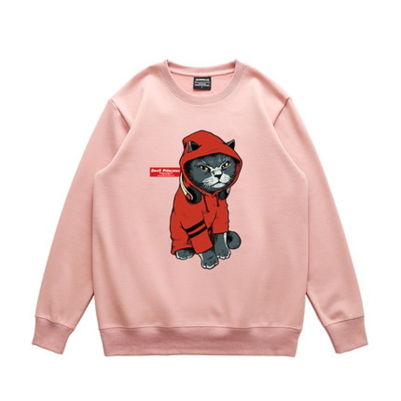 画像5: Cat Print Loose Pullover Sweat キャット 猫プリントルーズトレーナー (5)