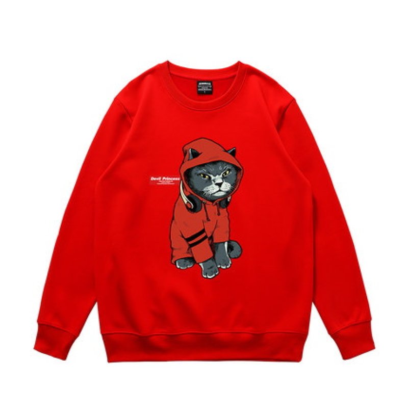 画像4: Cat Print Loose Pullover Sweat キャット 猫プリントルーズトレーナー (4)