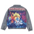 画像1: KANYE WEST KIDS SEE GHOSTS Smiley ink painting men and women loose old denim jacket 　スマイリーペイントオーバーサイズデニムジャケットユニセッ クス男女兼用ジャケット　コート (1)