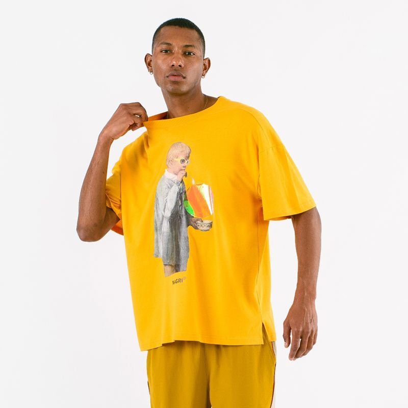 画像5:   NAGRI bubble blowing boy portrait print T-shirt men and women 半袖バブルボーイフォトプリントTシャツユニセックス男女兼用 (5)