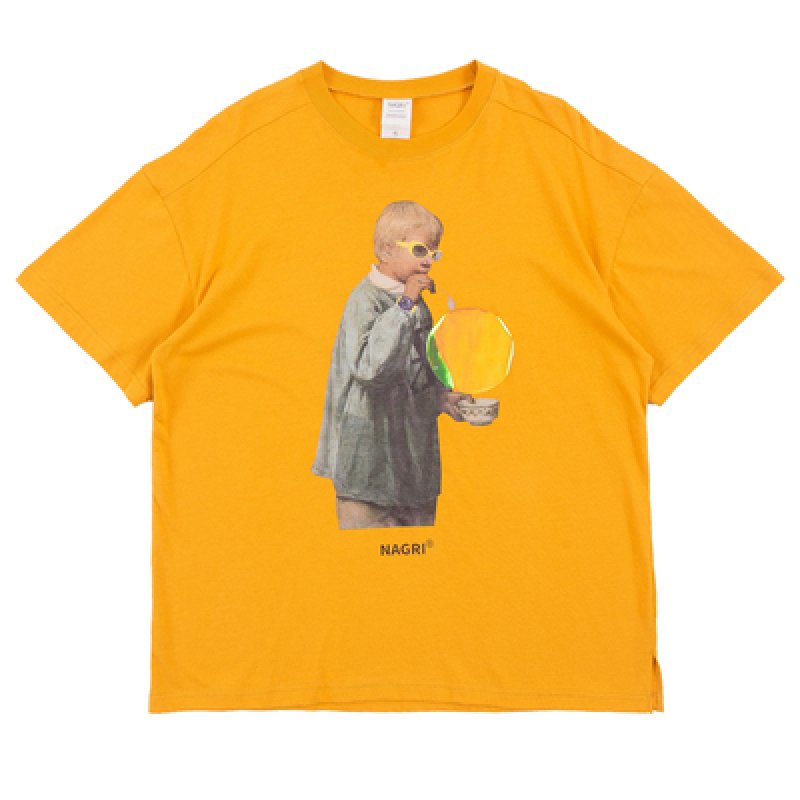 画像9:   NAGRI bubble blowing boy portrait print T-shirt men and women 半袖バブルボーイフォトプリントTシャツユニセックス男女兼用 (9)