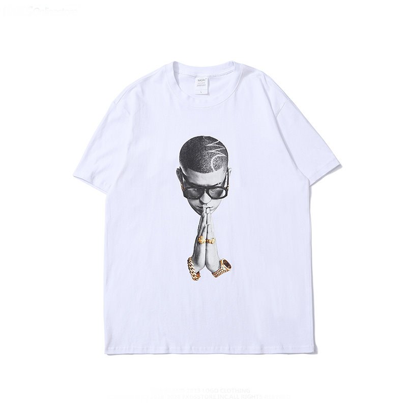 画像2:   NAGRI character head print print T-shirt men and women 半袖ヘッドプリントフォトプリントTシャツユニセックス男女兼用 (2)