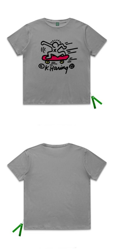 画像5:  hand-painted skateboard oversize loose T-shirt　　スケートボードペイントショートスリーブTシャツユニセックス男女兼用 (5)