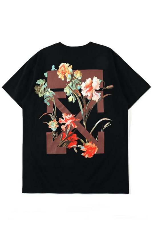 画像2: Flower Arrow Print printing men's short-sleeved T-shirt フラワーアロープリントTシャツユニセックス男女兼用 (2)