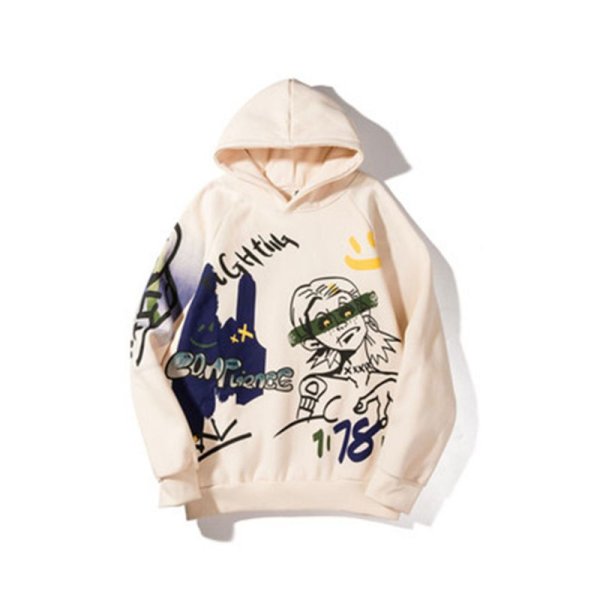 画像1: graffiti printing hooded sweater Pullover graffiti printing hooded sweater　グラフィックプルオーバーフーディユニセックス男女兼用 (1)