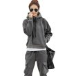 画像1: Womens Cargo Hoodie and Pants Set upスウェット セットアップ フード付きパーカー +カーゴパンツ (1)