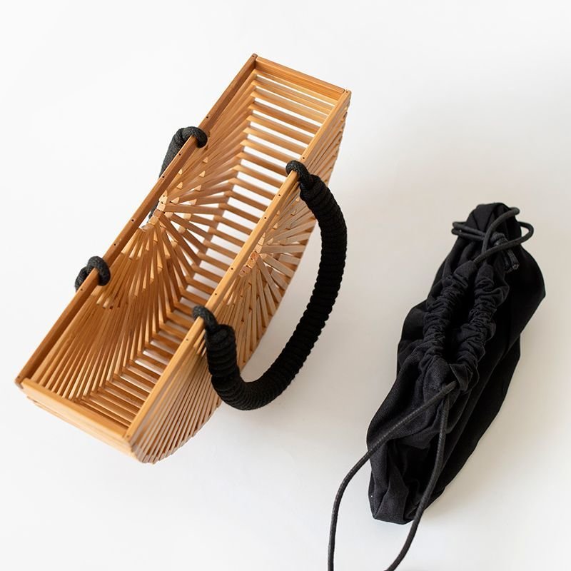 画像4: Woman’s Natural roll rattan bamboo bag      ナチュラルロールバンブートートショルダーかご 籠ハンドバック  (4)