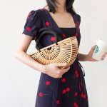 画像5: Woman’s Natural roll rattan bamboo bag      ナチュラルロールバンブートートショルダーかご　籠ハンドバック　 (5)