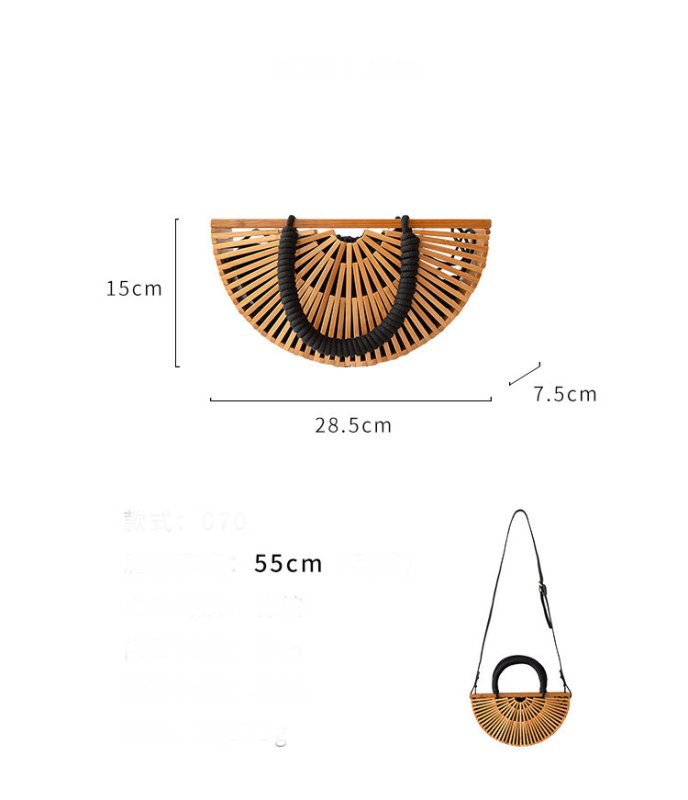 画像9: Woman’s Natural roll rattan bamboo bag      ナチュラルロールバンブートートショルダーかご 籠ハンドバック  (9)
