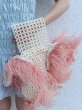 画像11: Woman’s Feather Pearl Decoration Ostrich Fur Straw Bag   リアルフェザーパールデコレーションかご　籠ストローバック　トート ハンドバック　 (11)