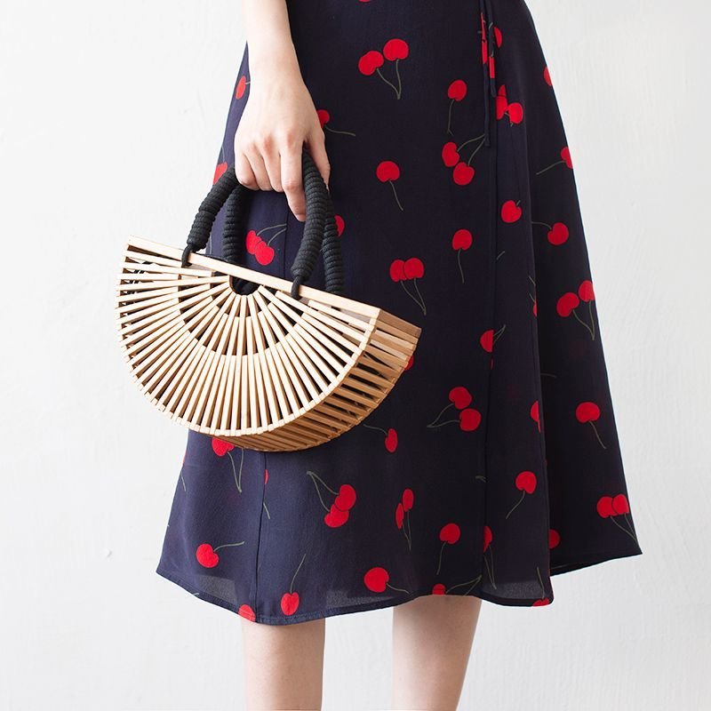 画像6: Woman’s Natural roll rattan bamboo bag      ナチュラルロールバンブートートショルダーかご 籠ハンドバック  (6)