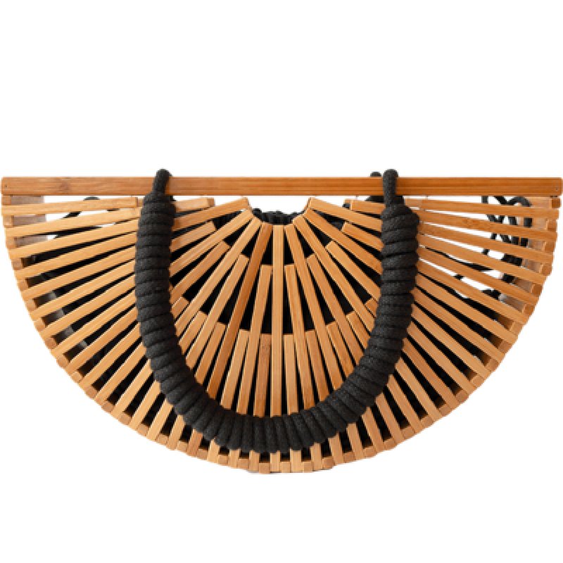 画像2: Woman’s Natural roll rattan bamboo bag      ナチュラルロールバンブートートショルダーかご 籠ハンドバック  (2)