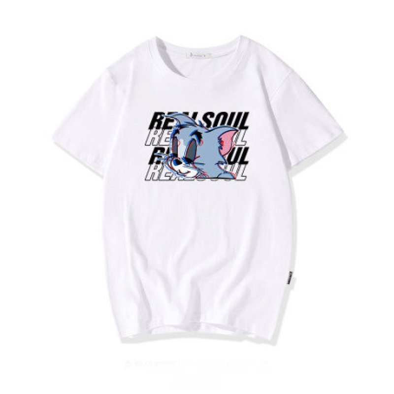 画像2: men's Tom &Jerry  loose short-sleeved T-shirt トム&ジェリーオーバーサイズ半袖Tシャツユニセックス男女兼用 (2)