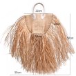 画像13: Woman’s Natural portable messenger bag fringed woven bag    フリンジ トートショルダーかご　籠ハンドバック　 (13)