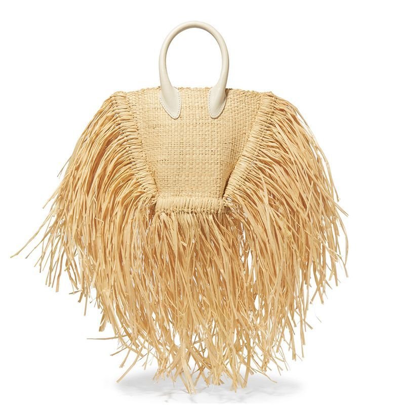 画像12: Woman’s Natural portable messenger bag fringed woven bag    フリンジ トートショルダーかご 籠ハンドバック  (12)