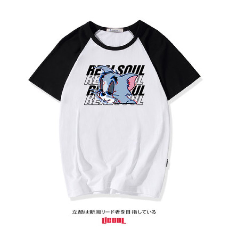 画像9: men's Tom &Jerry  loose short-sleeved T-shirt トム&ジェリーオーバーサイズ半袖Tシャツユニセックス男女兼用 (9)