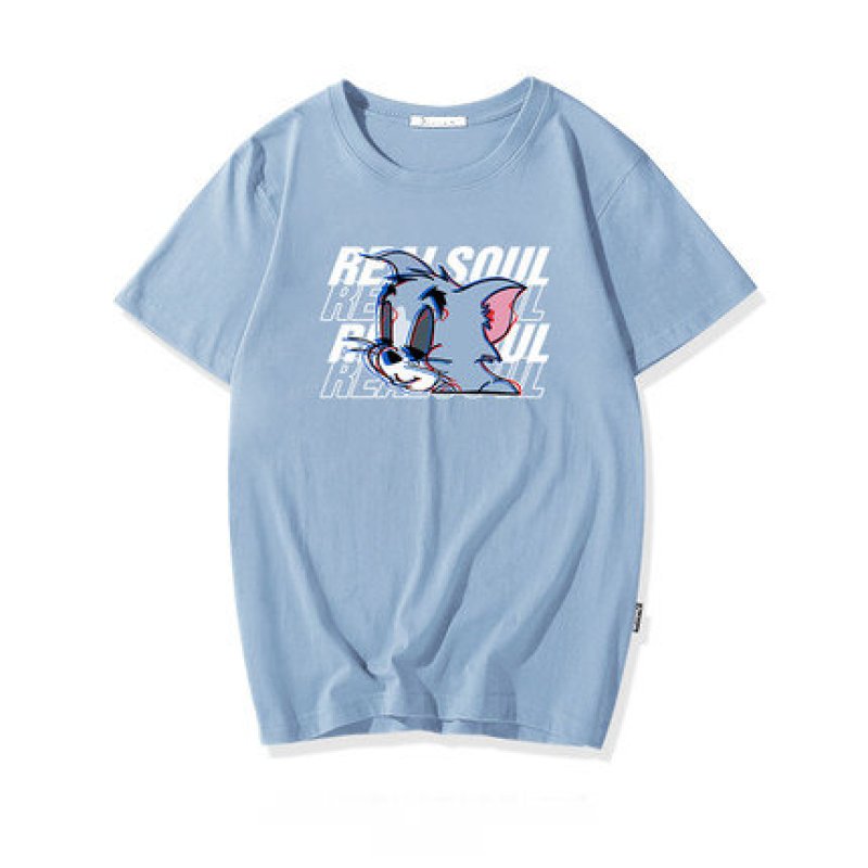 画像3: men's Tom &Jerry  loose short-sleeved T-shirt トム&ジェリーオーバーサイズ半袖Tシャツユニセックス男女兼用 (3)