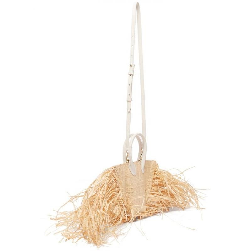 画像11: Woman’s Natural portable messenger bag fringed woven bag    フリンジ トートショルダーかご 籠ハンドバック  (11)