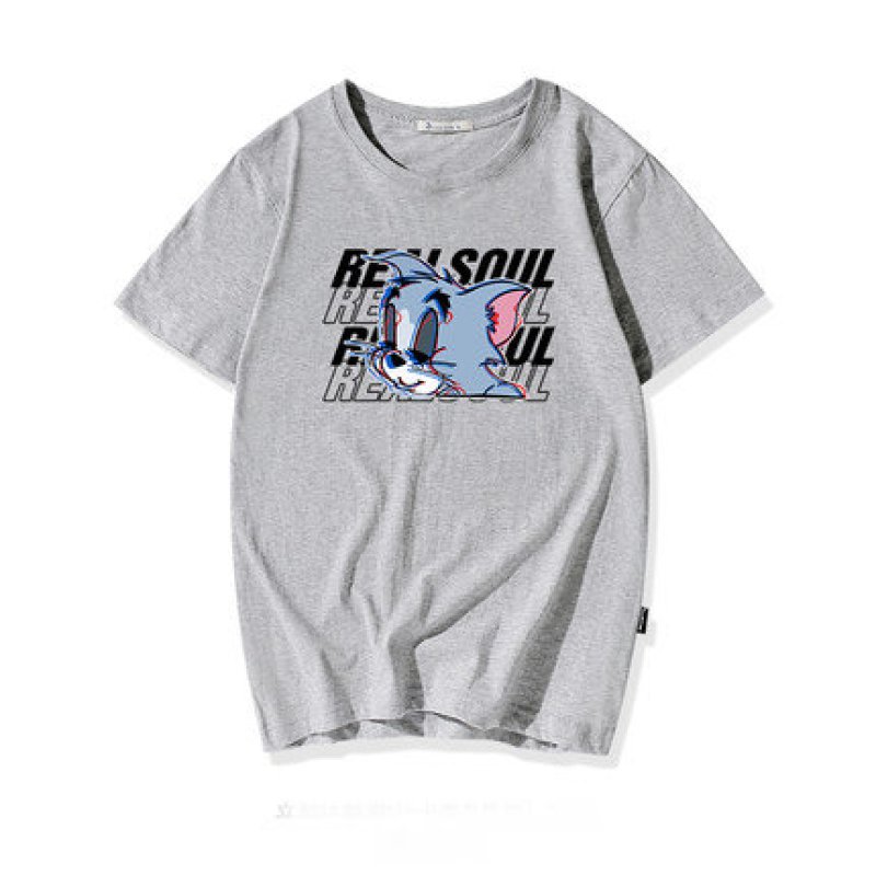 画像4: men's Tom &Jerry  loose short-sleeved T-shirt トム&ジェリーオーバーサイズ半袖Tシャツユニセックス男女兼用 (4)