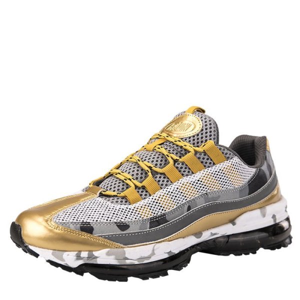 画像1:  men's mesh breathable full palm air cushion shock absorption  sneaker  shoes　メッシュフルパームエアクッションレースアップレザースニーカー　 (1)