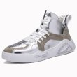 画像1:  men's explosion models absorption  sneaker  shoes　ハイカットレースアップメタリック系レザースニーカー　 (1)