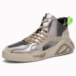 画像2:  men's explosion models absorption  sneaker  shoes　ハイカットレースアップメタリック系レザースニーカー　 (2)