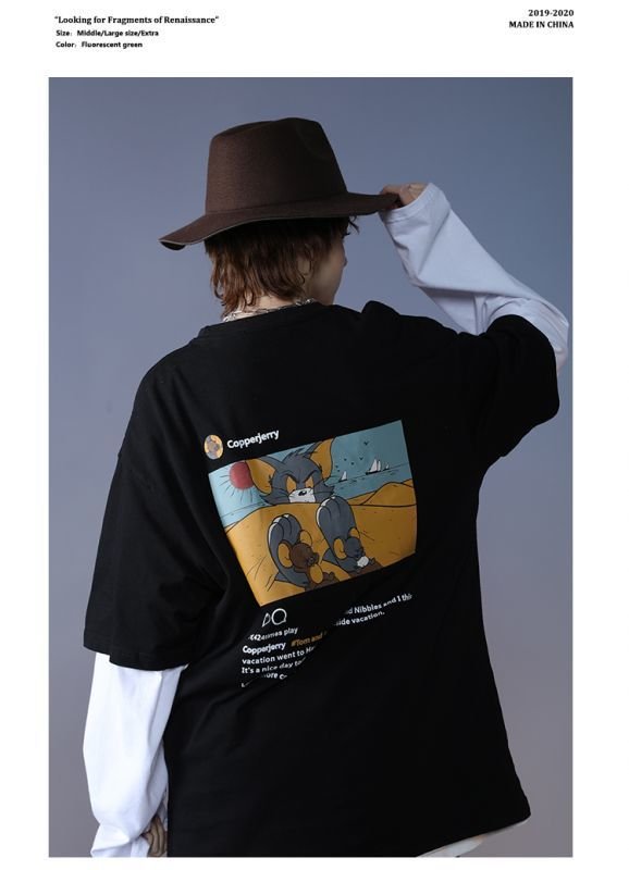 画像5: Men's TOM &JERRY alphabet cartoon anime tshirt オーバーサイズ ユニセックス 男女兼用 トム＆ジェリー プリント SENSELESS センスレス レターロゴ入り 半袖Tシャツ (5)
