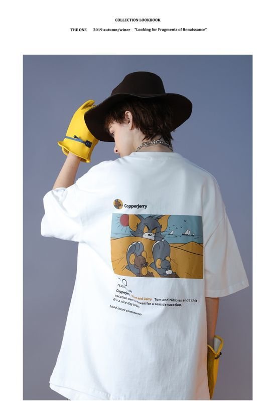 画像7: Men's TOM &JERRY alphabet cartoon anime tshirt オーバーサイズ ユニセックス 男女兼用 トム＆ジェリー プリント SENSELESS センスレス レターロゴ入り 半袖Tシャツ (7)