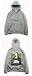 画像2:  middle finger cat Mona Lisa hooded sweater　中指猫モナリザフードオーバーサイズ フーディーパーカー ユニセックス 男女兼用   (2)