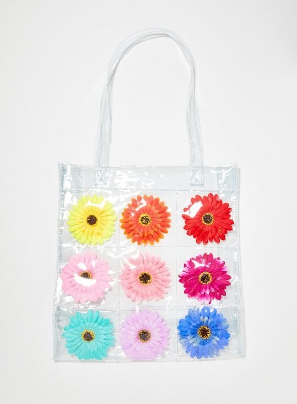画像4: Woman’s  flower small fresh wild PVC transparent shoulder portable jelly bag   フラワーフレッシュPVC透明ショルダーポータブルゼリーバッグハンドバッグ  (4)