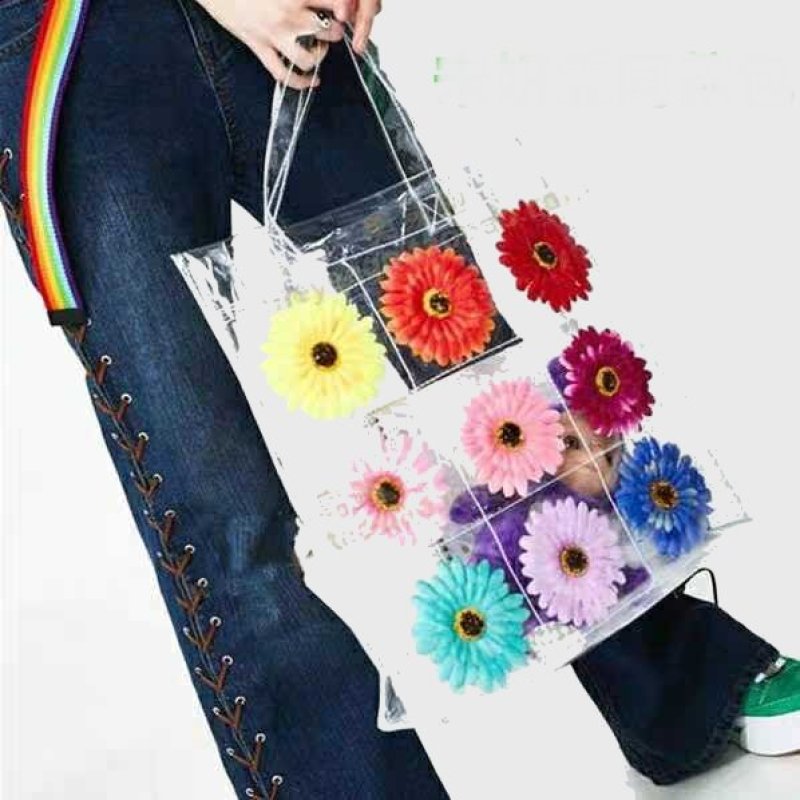 画像2: Woman’s  flower small fresh wild PVC transparent shoulder portable jelly bag   フラワーフレッシュPVC透明ショルダーポータブルゼリーバッグハンドバッグ  (2)
