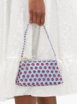 画像1: Woman’s flower beaded handbag crystal shoulder underarm bag　花フラワービーズクリスタルショルダクラッチ トートハンドバッグ　 (1)