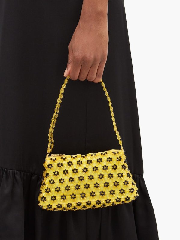 画像4: Woman’s flower beaded handbag crystal shoulder underarm bag 花フラワービーズクリスタルショルダクラッチ トートハンドバッグ  (4)