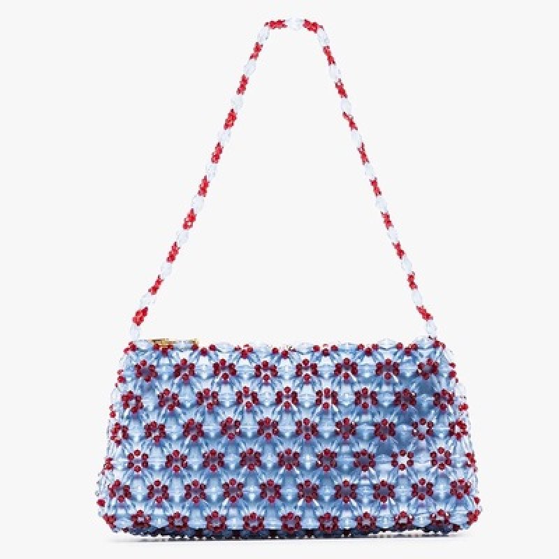 画像9: Woman’s flower beaded handbag crystal shoulder underarm bag 花フラワービーズクリスタルショルダクラッチ トートハンドバッグ  (9)